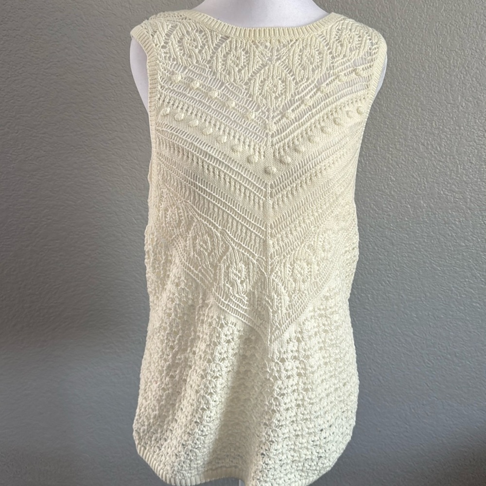 INC International Concepts Ivory Knit crochet sleeveless top size xxl - Picture 2 of 7
